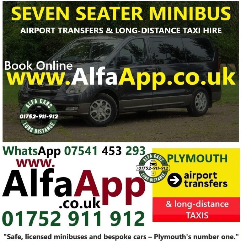 Two black vans parked with contact details for Alfa Cars displayed prominently.